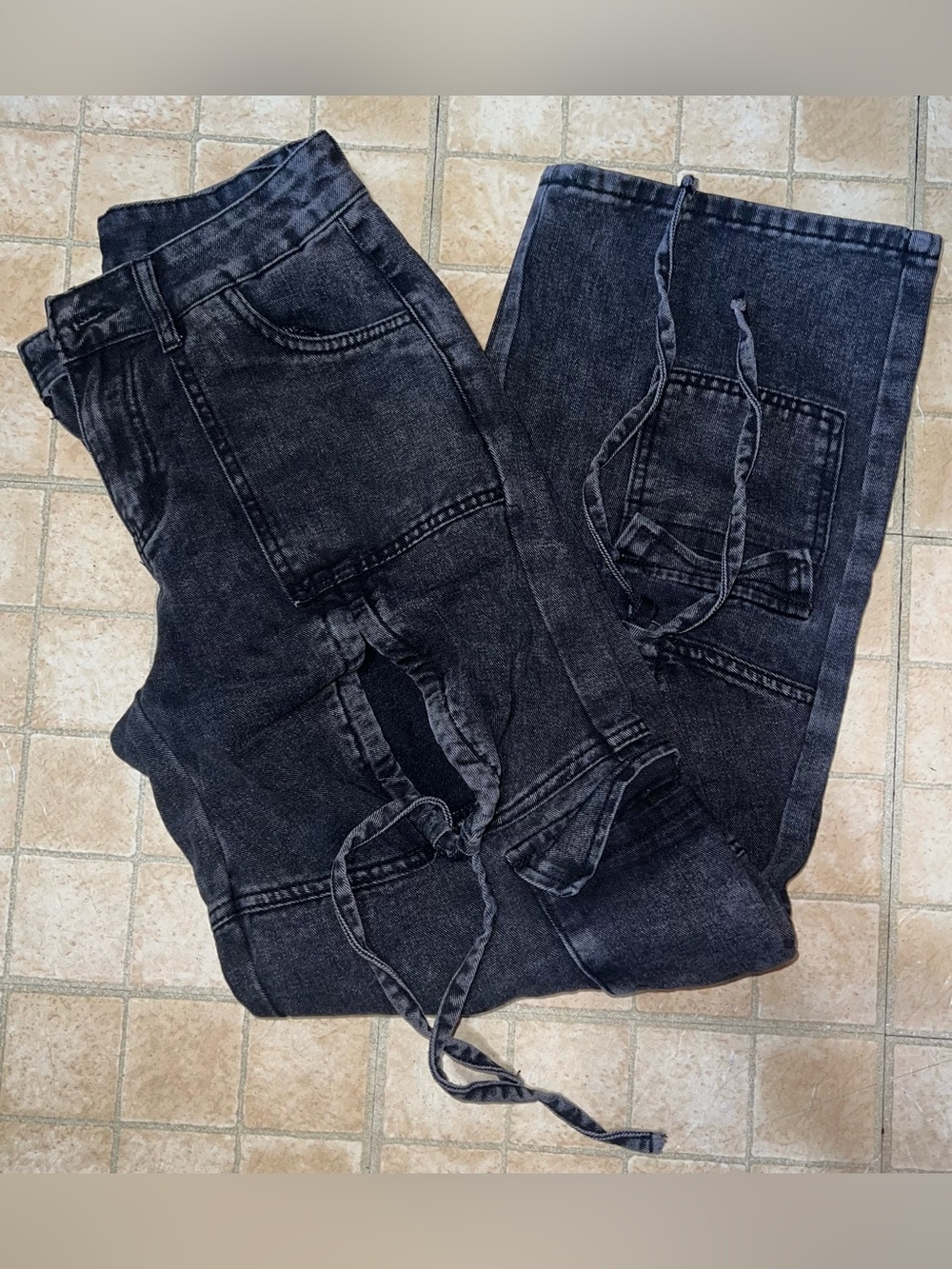Acid Wash Jeans - Casual Utility Style